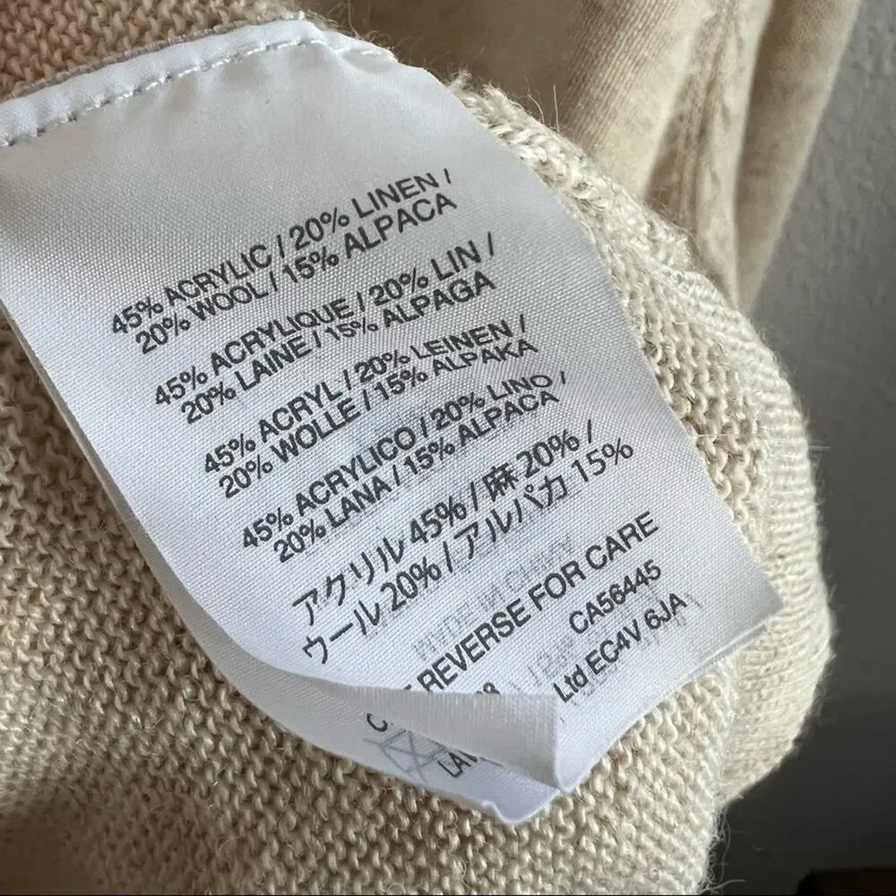 J. Crew Neutral Linen Wool Alpaca Blend Sweater Long Sleeve Shirt Large